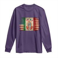 American Mexican Flag Long Sleeve Shirt Virgin Mary Mexico Heritage Mexican Roots - Wonder Print Shop