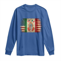 American Mexican Flag Long Sleeve Shirt Virgin Mary Mexico Heritage Mexican Roots - Wonder Print Shop