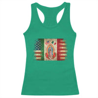 American Mexican Flag Racerback Tank Top Virgin Mary Mexico Heritage Mexican Roots - Wonder Print Shop