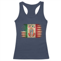 American Mexican Flag Racerback Tank Top Virgin Mary Mexico Heritage Mexican Roots - Wonder Print Shop