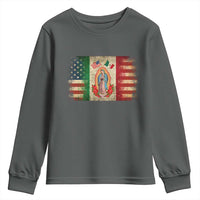 American Mexican Flag Youth Sweatshirt Virgin Mary Mexico Heritage Mexican Roots - Wonder Print Shop