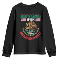 Made In America With Mexican Parts Youth Sweatshirt Mexico Coat of Arms Half Mexican Roots - Wonder Print Shop