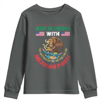 Made In America With Mexican Parts Youth Sweatshirt Mexico Coat of Arms Half Mexican Roots - Wonder Print Shop
