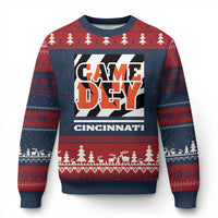 Cincinnati Ugly Christmas Sweater Retro Vintage Game Dey White Stripes - Wonder Print Shop