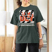 Cincinnati T Shirt For Women Retro Vintage Game Dey White Stripes - Wonder Print Shop