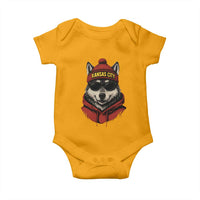 Kansas City Baby Onesie Vintage Retro Wolf Mascot - Wonder Print Shop