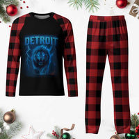 Retro Detroit Football Plaid Pajama Set Love Lions Bootleg Vintage Rap Tee - Wonder Print Shop