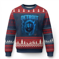 Retro Detroit Football Ugly Christmas Sweater Love Lions Bootleg Vintage Rap Tee - Wonder Print Shop