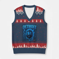 Retro Detroit Football V-Neck Knit Sweater Vest Love Lions Bootleg Vintage Rap Tee - Wonder Print Shop