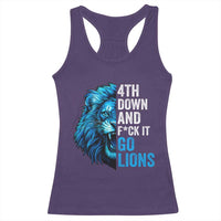 Go Lions Racerback Tank Top Funny 4th Down F*ck It Blue Lion Fan - Wonder Print Shop