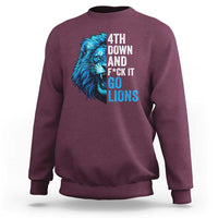 Go Lions Sweatshirt Funny 4th Down F*ck It Blue Lion Fan - Wonder Print Shop