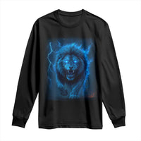 Vintage Classic Blue Lion Bootleg Graphic Long Sleeve Shirt - Wonder Print Shop