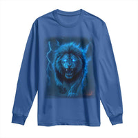Vintage Classic Blue Lion Bootleg Graphic Long Sleeve Shirt - Wonder Print Shop