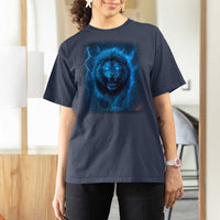 Vintage Classic Blue Lion Bootleg Graphic T Shirt For Women - Wonder Print Shop
