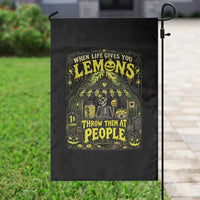 When Life Gives You Lemons Throw Them At People Garden Flag Funny Skeleton Halloween Gothic Lemonade Graphic
