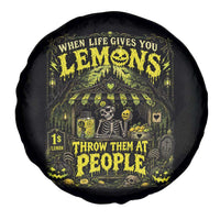 When Life Gives You Lemons Throw Them At People Spare Tire Cover Funny Skeleton Halloween Gothic Lemonade Graphic