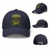 When Life Gives You Lemons Throw Them At People Baseball Cap Funny Skeleton Halloween Gothic Lemonade Graphic