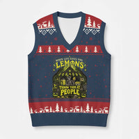 When Life Gives You Lemons Throw Them At People V-Neck Knit Sweater Vest Funny Skeleton Halloween Gothic Lemonade Graphic