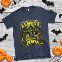 When Life Gives You Lemons Throw Them At People T Shirt Funny Skeleton Halloween Gothic Lemonade Graphic