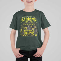 When Life Gives You Lemons Throw Them At People T Shirt For Kid Funny Skeleton Halloween Gothic Lemonade Graphic