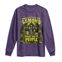 When Life Gives You Lemons Throw Them At People Long Sleeve Shirt Funny Skeleton Halloween Gothic Lemonade Graphic