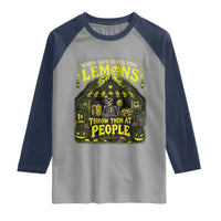 When Life Gives You Lemons Throw Them At People Raglan Shirt Funny Skeleton Halloween Gothic Lemonade Graphic