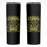 When Life Gives You Lemons Throw Them At People Skinny Tumbler Funny Skeleton Halloween Gothic Lemonade Graphic