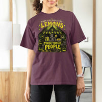 When Life Gives You Lemons Throw Them At People T Shirt For Women Funny Skeleton Halloween Gothic Lemonade Graphic