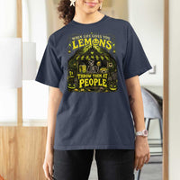 When Life Gives You Lemons Throw Them At People T Shirt For Women Funny Skeleton Halloween Gothic Lemonade Graphic