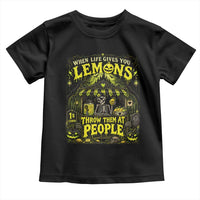 When Life Gives You Lemons Throw Them At People Toddler T Shirt Funny Skeleton Halloween Gothic Lemonade Graphic