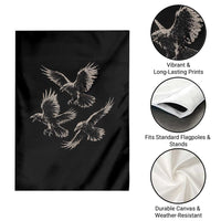 Flying Raven Crow Garden Flag Vintage Dark Academia Gothic Black Bird Graphic