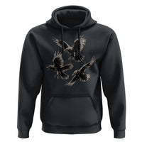 Flying Raven Crow Hoodie Vintage Dark Academia Gothic Black Bird Graphic