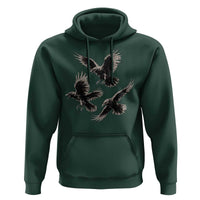 Flying Raven Crow Hoodie Vintage Dark Academia Gothic Black Bird Graphic
