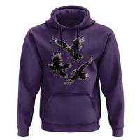 Flying Raven Crow Hoodie Vintage Dark Academia Gothic Black Bird Graphic