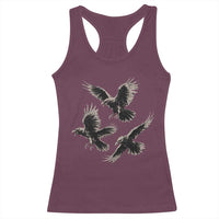 Flying Raven Crow Racerback Tank Top Vintage Dark Academia Gothic Black Bird Graphic