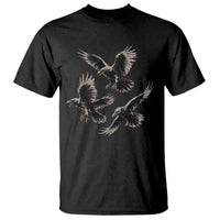Flying Raven Crow T Shirt Vintage Dark Academia Gothic Black Bird Graphic