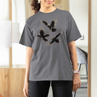 Flying Raven Crow T Shirt For Women Vintage Dark Academia Gothic Black Bird Graphic