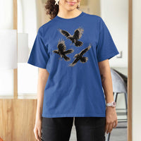 Flying Raven Crow T Shirt For Women Vintage Dark Academia Gothic Black Bird Graphic