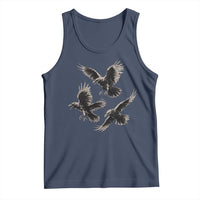 Flying Raven Crow Tank Top Vintage Dark Academia Gothic Black Bird Graphic