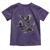Flying Raven Crow Toddler T Shirt Vintage Dark Academia Gothic Black Bird Graphic