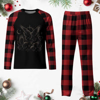 Flying Raven Crow Plaid Pajama Set Black Bird Gothic Occult Cyber Y2K Dark Academia Ravens Graphic