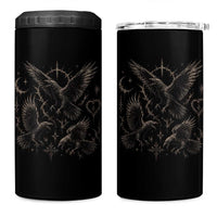 Flying Raven Crow 4 in 1 Can Cooler Tumbler Black Bird Gothic Occult Cyber Y2K Dark Academia Ravens Graphic