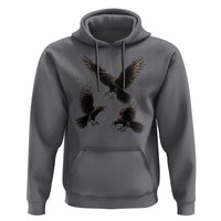Flying Raven Crow Hoodie Black Bird Gothic Occult Cyber Y2K Dark Academia Ravens Graphic