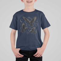 Flying Raven Crow T Shirt For Kid Black Bird Gothic Occult Cyber Y2K Dark Academia Ravens Graphic