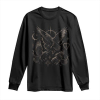Flying Raven Crow Long Sleeve Shirt Black Bird Gothic Occult Cyber Y2K Dark Academia Ravens Graphic