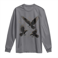 Flying Raven Crow Long Sleeve Shirt Black Bird Gothic Occult Cyber Y2K Dark Academia Ravens Graphic