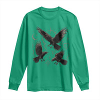 Flying Raven Crow Long Sleeve Shirt Black Bird Gothic Occult Cyber Y2K Dark Academia Ravens Graphic