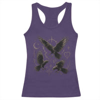Flying Raven Crow Racerback Tank Top Black Bird Gothic Occult Cyber Y2K Dark Academia Ravens Graphic