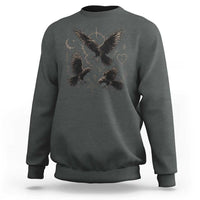Flying Raven Crow Sweatshirt Black Bird Gothic Occult Cyber Y2K Dark Academia Ravens Graphic