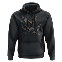 Three Bats Y2k Hoodie Vintage 90s Style Bat Gothic Occult Halloween Bat Graphic